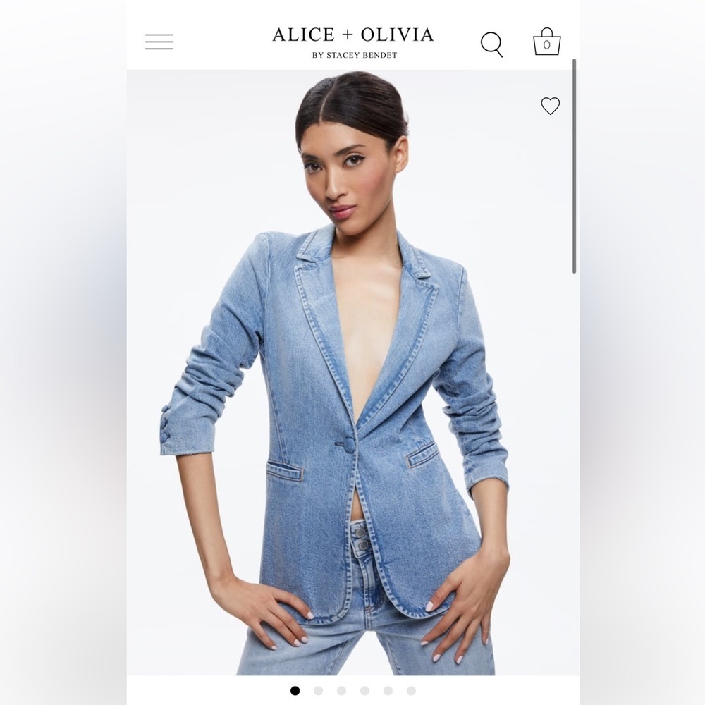 Alice + Olivia Macy Denim Fitted Blazer- Size 6; New with Tags - Picture 10 of 11